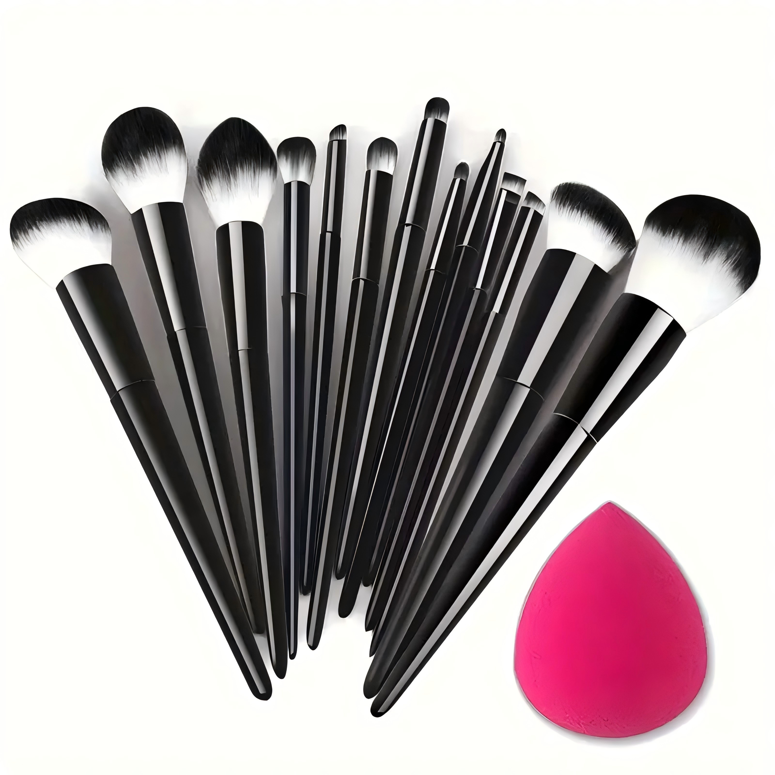 

Bristle Makeup Brush Set - Includes Foundation, Eye Shadow, Eyebrow & Lip Brushes - Hypoallergenic Nylon For Types - Beginners To Pros - Companion & Christmas Gift