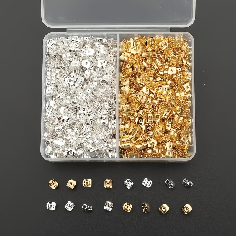 TEMU 300/PCS Bouchons d'Oreilles Papillon Dorés + 300/PCS Bouchons d'Oreilles Papillons Argentés, Ensemble pour Accessoires de Fabrication de Boucles