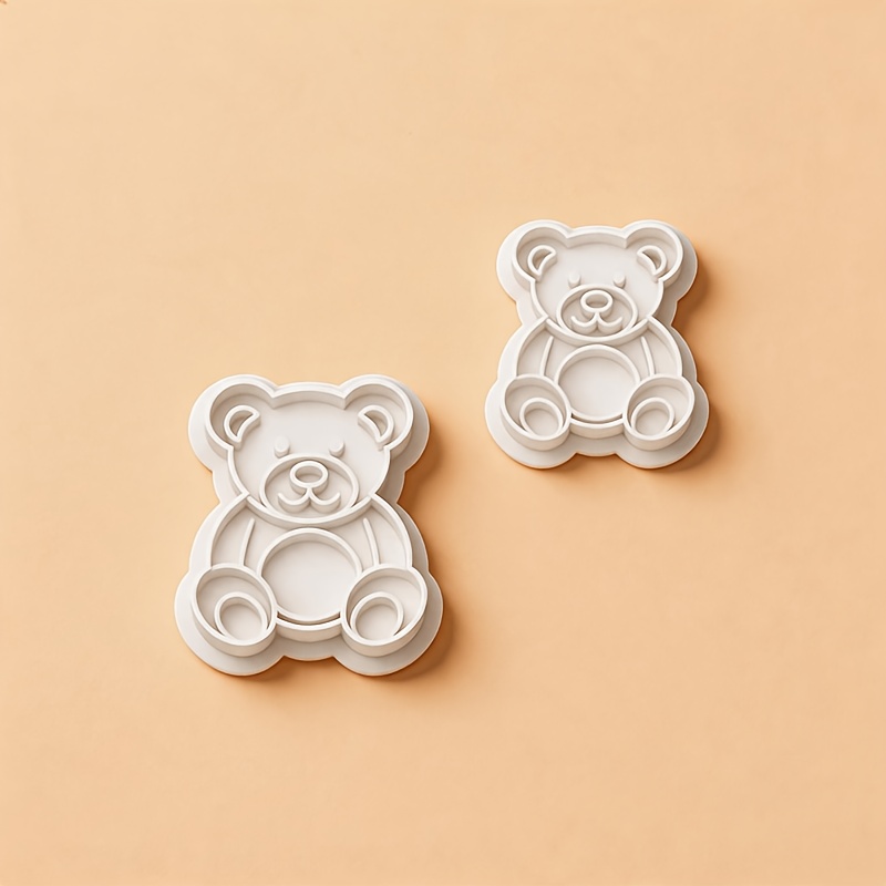 TEMU 2pcs Set Of Cute Elegant Bear Stud Earrings Shaped Soft Clay Cutter Molds, Jewelry Design Tools, Halloween And Christmas Style, No Power Needed,
