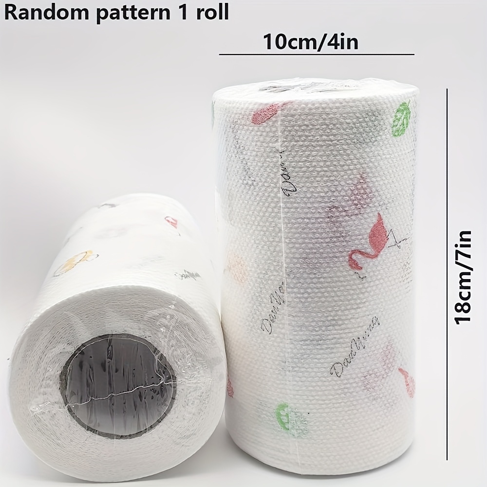 TEMU 1 Roll (800/200 Times) High "s- Washable, Wet And Dry, Reusable, Oil-free, Household Cleaning Degreasing Cloth ( Cartoon Patterns) Lazy Rags
