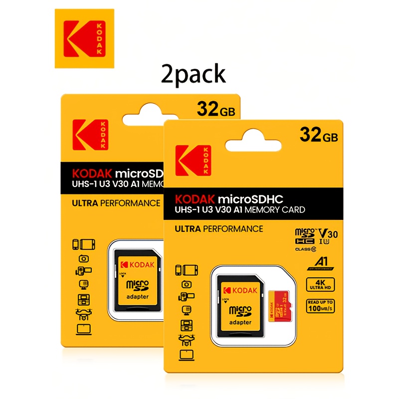 TEMU Lot de 2 cartes mémoire micro SD avec adaptateur 16 Go/32 Go/64 Go/128 Go/256 Go C10 A1 U3 V30 carte mémoire flash TF