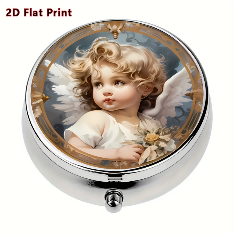 1pc Cute Little Holding Flower Round Dispensing Box - Three-layer Separated Mini Storage Box, Stylish , Portable Pocket Size, Travel Essential Organizer Box