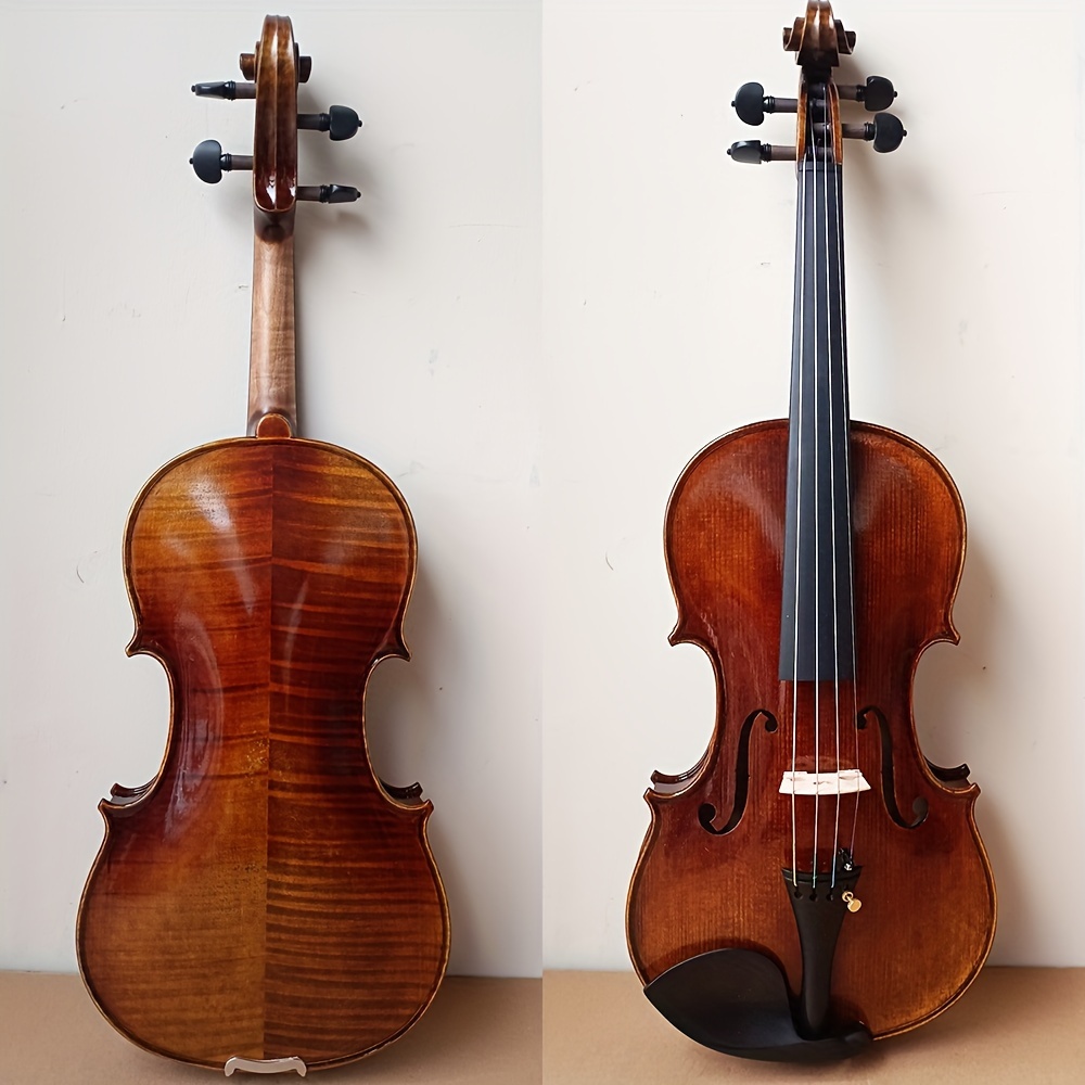4/4サイズの手作りバイオリン、20年以上天然風乾燥させたもの、タイガーメイプルの裏板、ロシア製スプルース材の板、イタリア製油性塗料のアンティークオリジナルサウンドバイオリン、完全な黒檀のアクセサリーセット付き