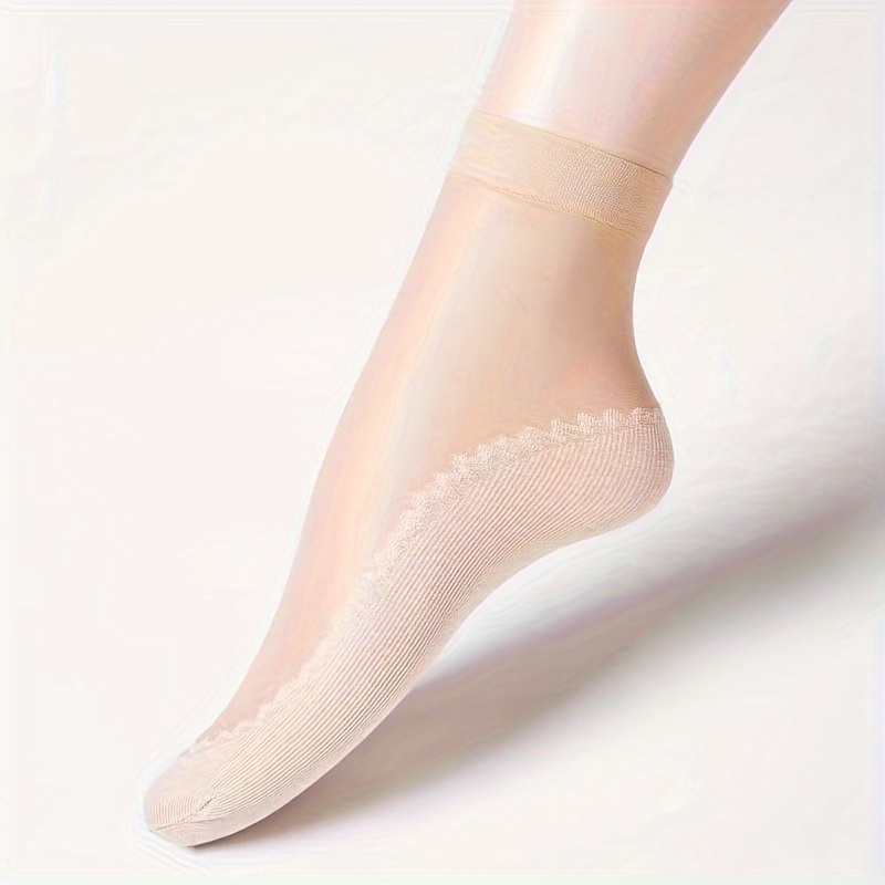 5 Pairs Thin Short Socks, Anti-slip, Wear-resistant, Comfortable, Breathable, Transparent, Close-fitting