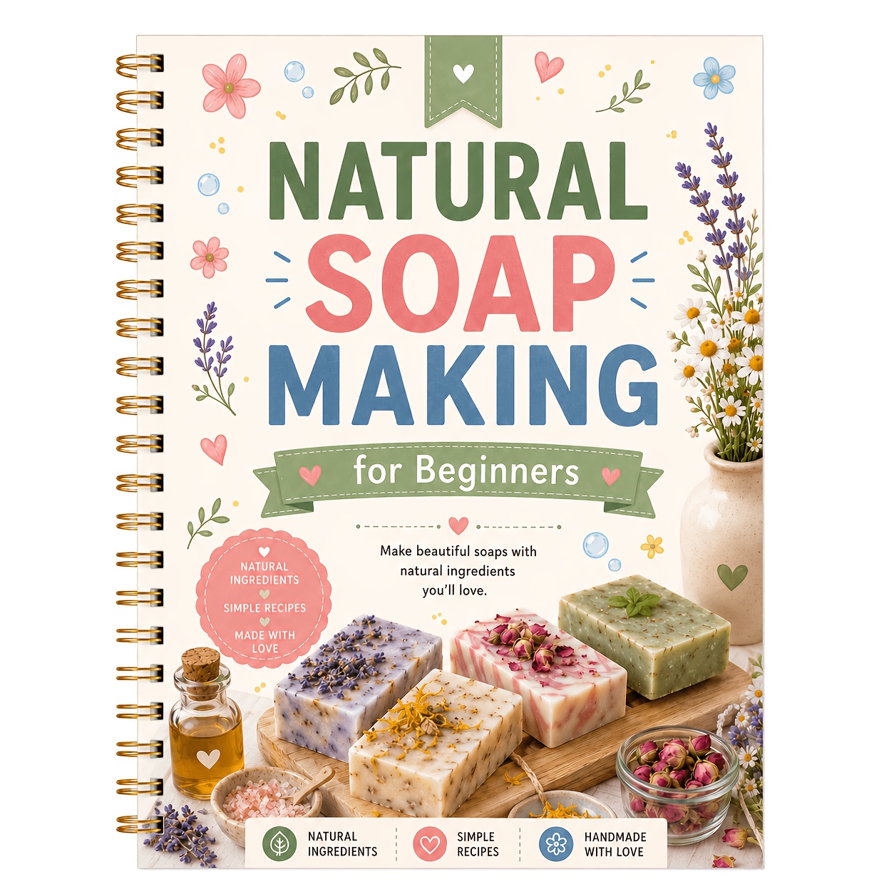 TEMU Portable Making Tutorial Journal, 80 Pages Complete Soap Guide, Natural Essential Oil Recipe Notebook, Beginner Recording Book, 5.5 X 8.3 Inches