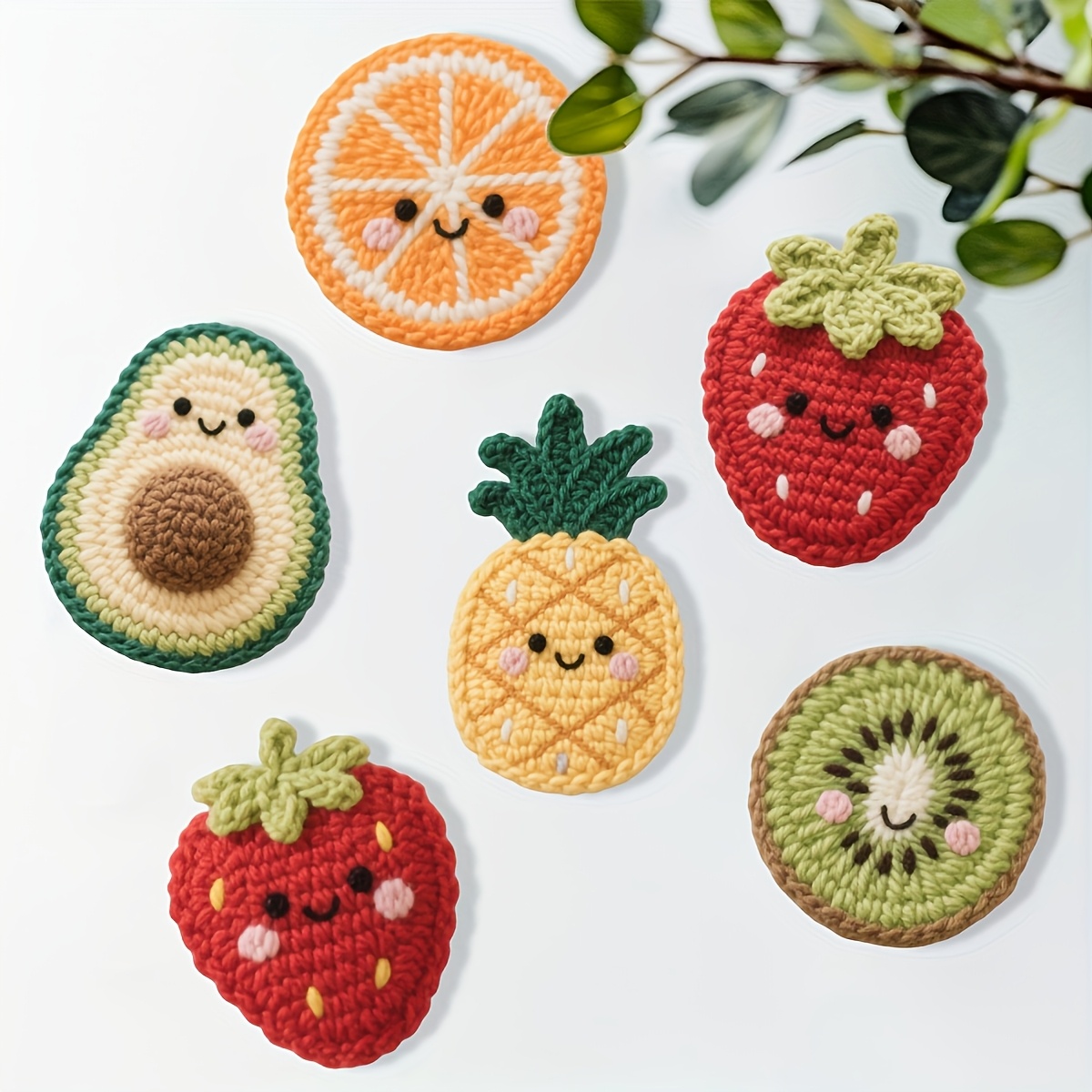 7pcs Stenciled Punch Needle Embroidery Coasters & DIY Craft Kit for Beginners