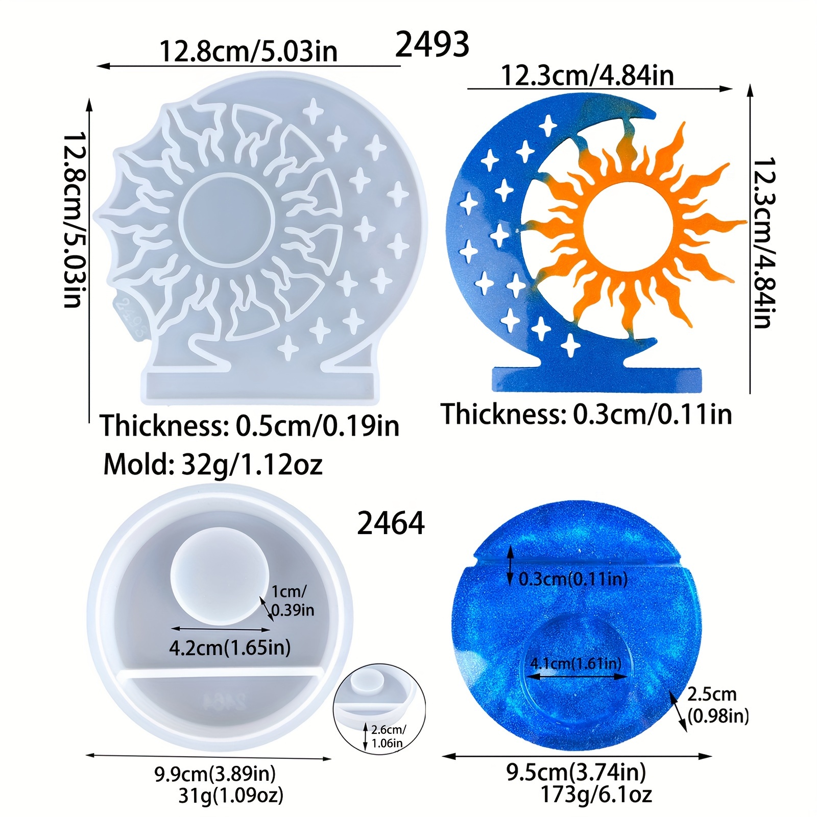 3 Pezzi Stampi in Silicone per Resina Epossidica Portacandele,Stampo irregolare per Portacandele in Resina Bianco, Stampi in Silicone Fai da Te per Porta Candele, Stampo per Candele e Aromaterapia