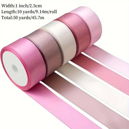 item picture total 50 yards of a set of satin ribbons 5 rolls each 2 54cm wide each 9 14 meters long with a total length of 45 72 meters ribbons suitable for handicrafts gift wrapping hair accessories wedding bouquets