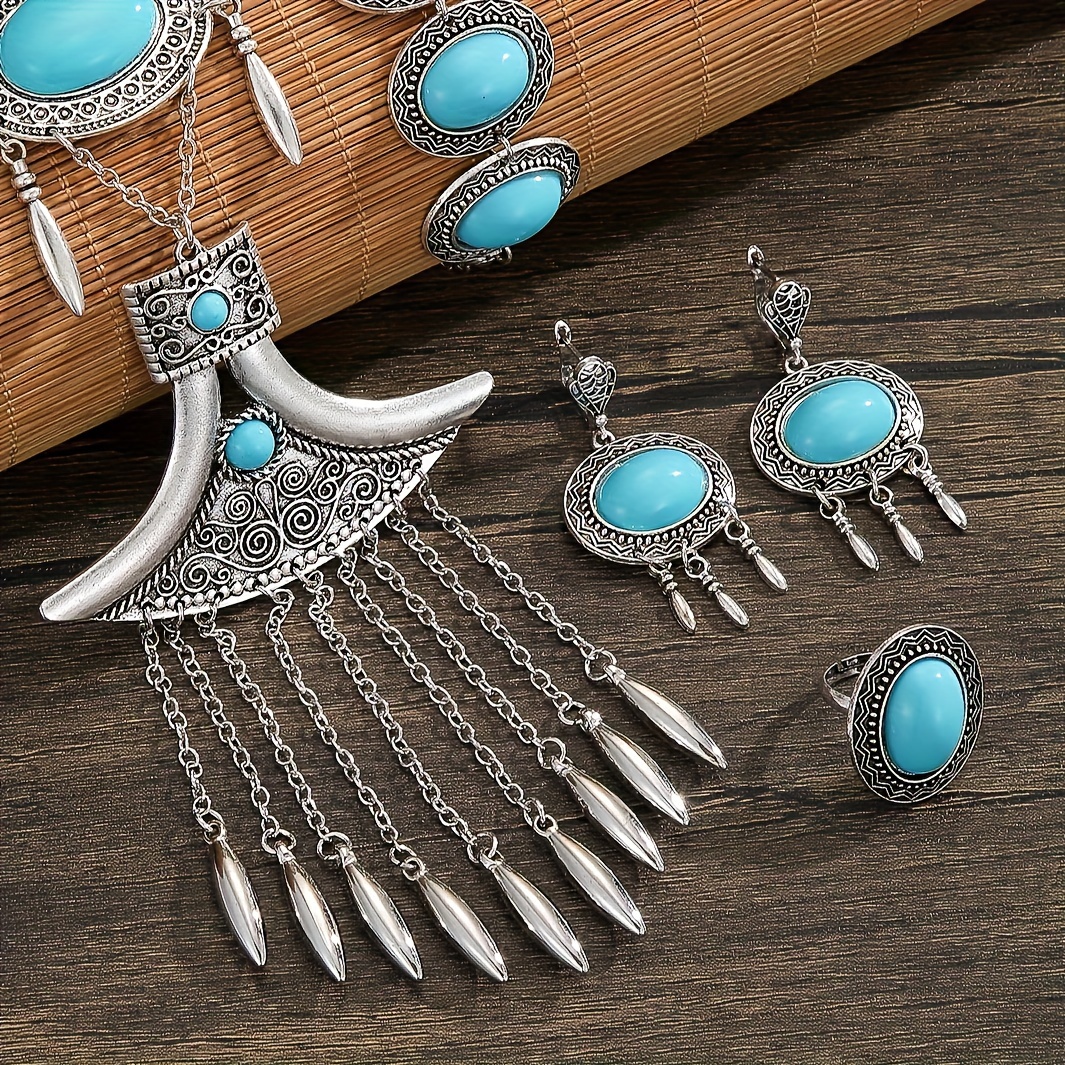 Exotic Red Tassel Jewelry Set for Weddings