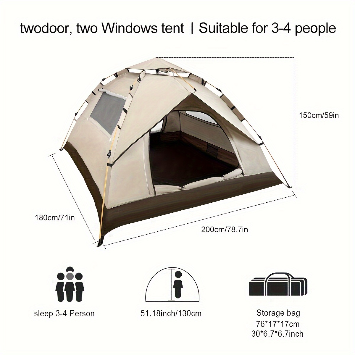 TEMU Outdoor Camping Portable Folding Tent, Camping Equipment, Large Automatic Rain And Mosquito Prevention Tent