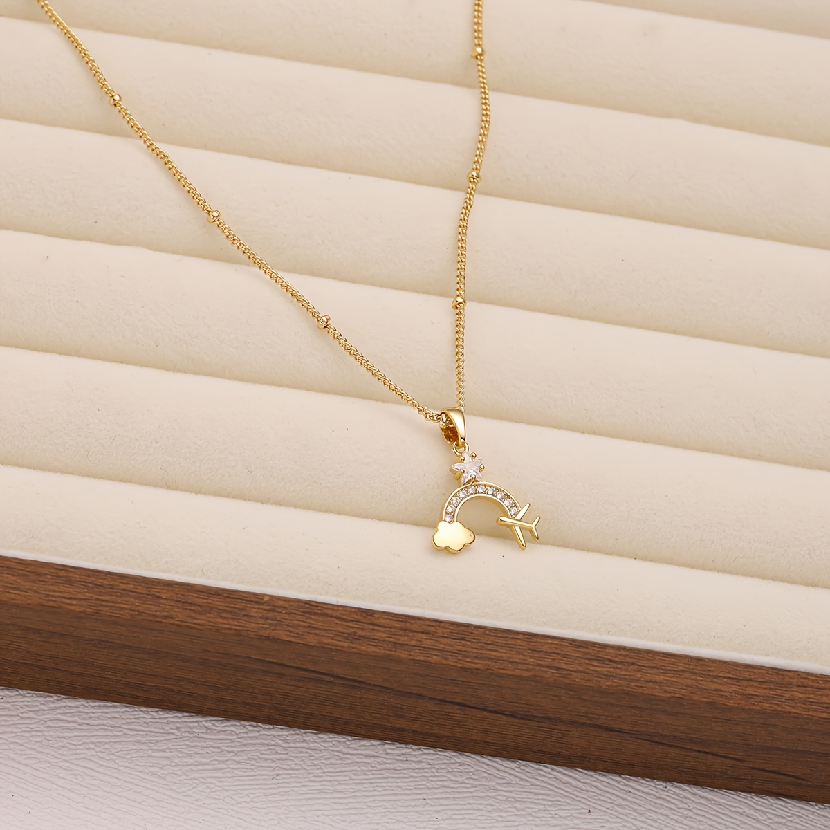 Women's High-Quality Copper Cloud Airplane Necklace, Trendy