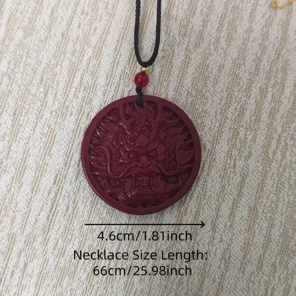 Natural Cinnabar Dragon Pendant, Majestic Design