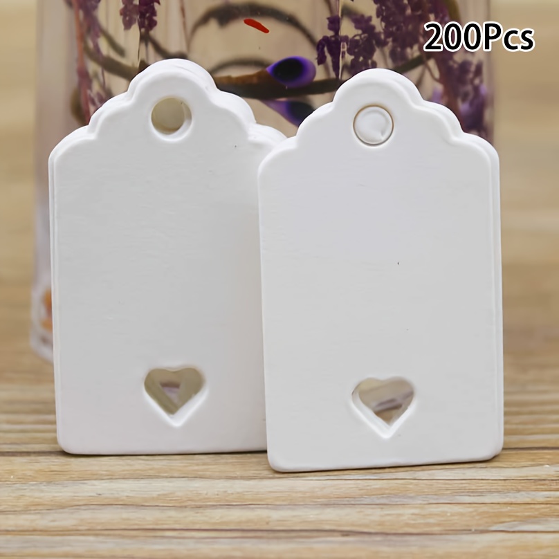 E-shop 200 Stück Leere Herzförmige Anhänger - DIY Papier Geschenketiketten mit Herz-Ausschnitten, 5x3 cm Weiße Papieranhänger geeignet für