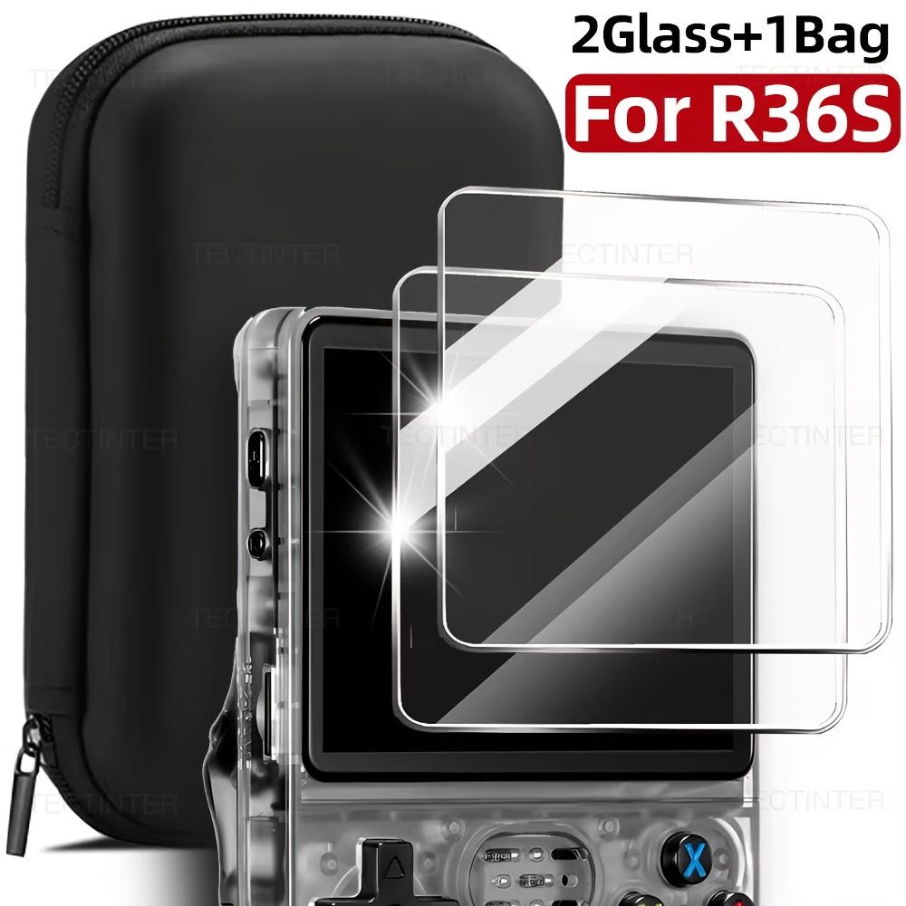 Image of Screen Protector For R36s Game Console Tempered Glass With Protective Bag For R36s R35s Rgb20s Anti-scratch Glass Film