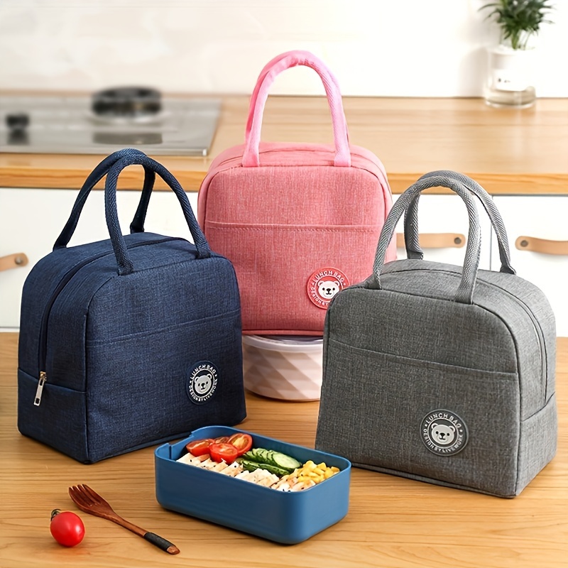 

1pc Insulated Lunch Box Bag, Aluminum Foil Thickened Insulation Bag, Portable Storage Bag For School Picnic Travel