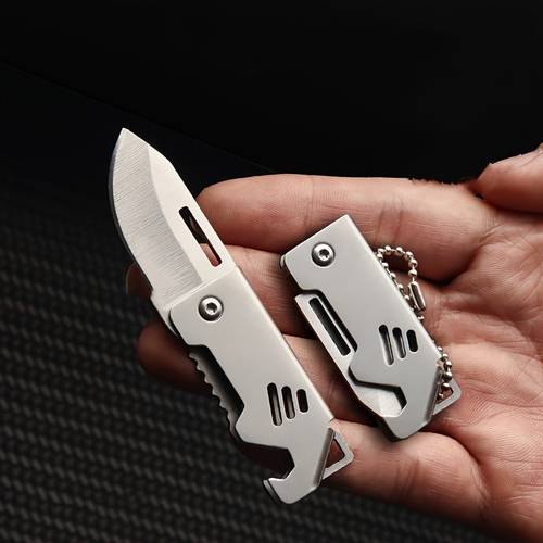 portable mini folding knife bottle opener sharp blade keychain attachment lightweight and durable suitable for daily carrying camping outdoor hiking equipment stylish mini knife lightweight knife
