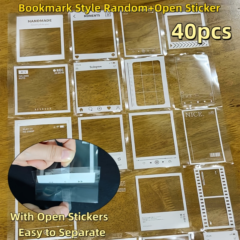 E-shop 20/40/100 Stück Klare DIY Foto-Rahmen Lesezeichen – Transparente Kunststoffhüllen mit bedruckten Motiven für Pressed, Bilder & -Bastelarbeiten –