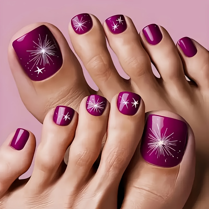 Dark Nail Stickers - Short Glossy Press-on Nails With Designs, Removable Self-adhesive Nail Art For Feet & Hands, Manicure Pedicure Decorative Nail Tips, Beauty Accessory, Quick , Durable Pressons