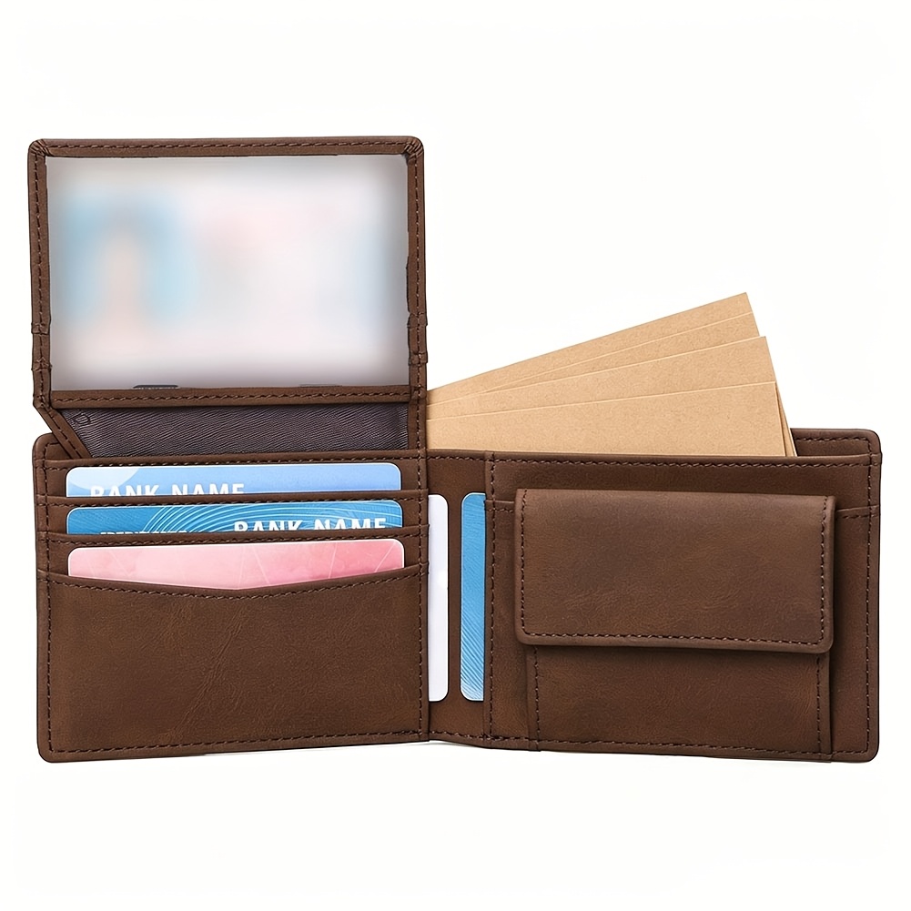 TEMU Retro Casual Bifold Men's Wallet, Multi-card Slots Short Case, Everyday Versatile, Rfid Anti-theft