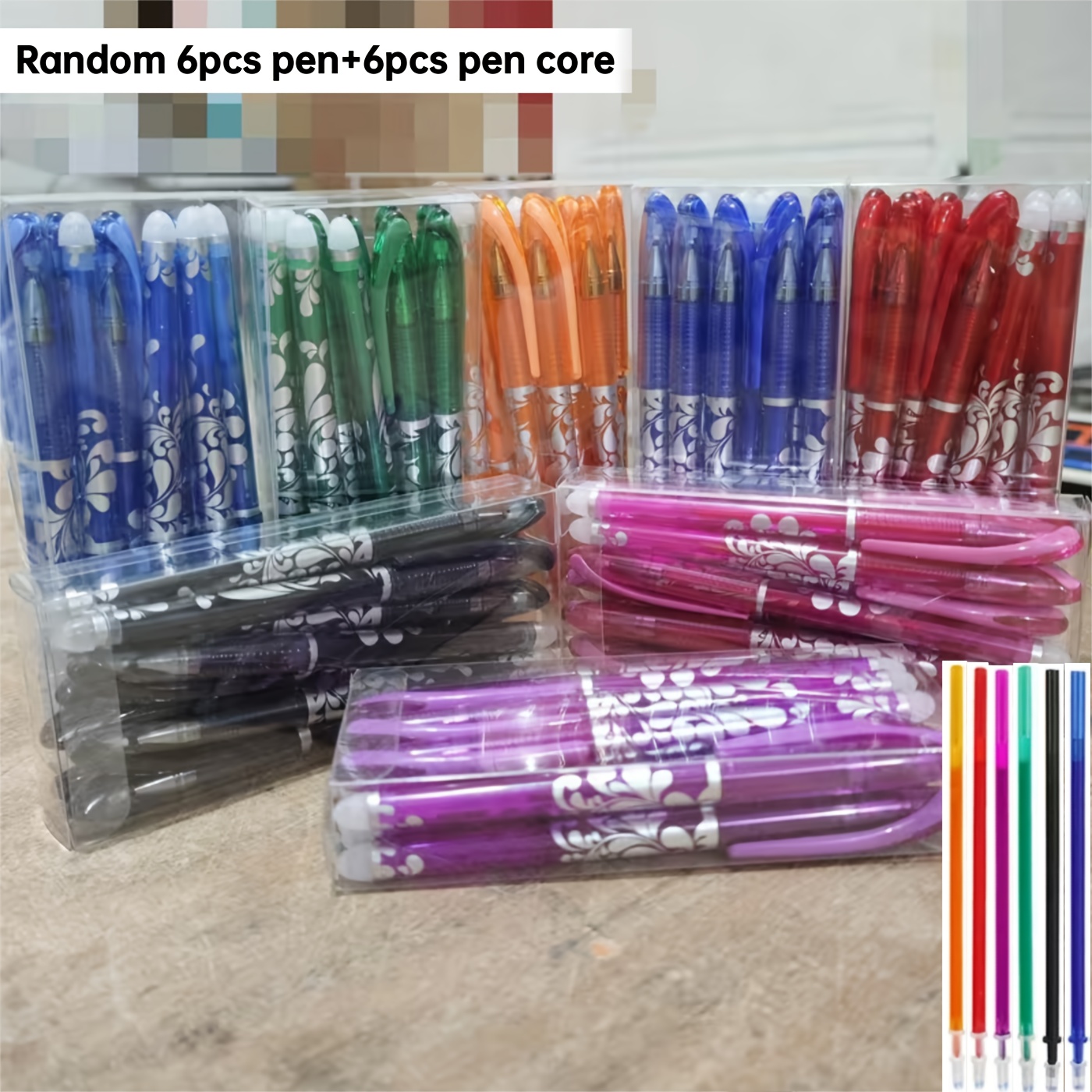 E-shop 12er-Pack Bunte Radierstifte, 0,5 mm Feinspitze mit integriertem Radierer, Ideal zum Zeichnen Kritzeln, für Notizen Schreiben, Großartige Büro-
