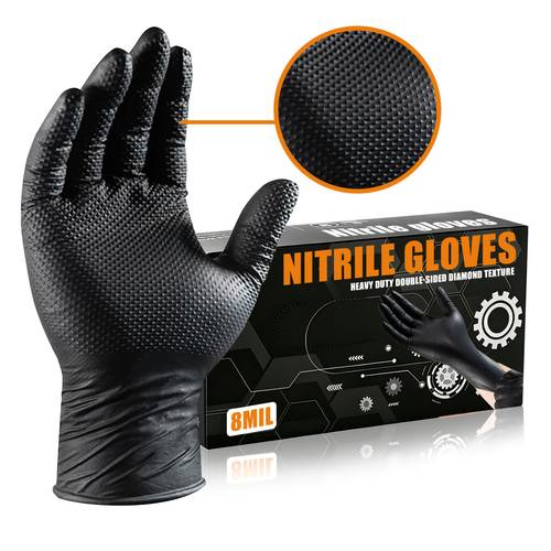 black diamond textured thickened nitrile gloves raised diamond shaped gloves thickened gloves suitable for automotive outdoor and cleaning use home cleaning gloves gloves outdoor gloves travel gloves universal