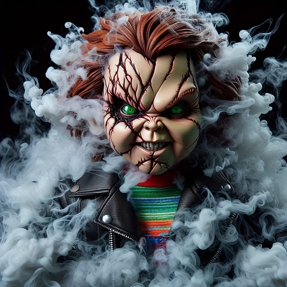 TEMU 1pc 5d Diy Halloween Themed Chucky Painting Kit. Adult Relax Handmade Entertainment Products, Crafts, Desktop Ornaments, Wall Hanging