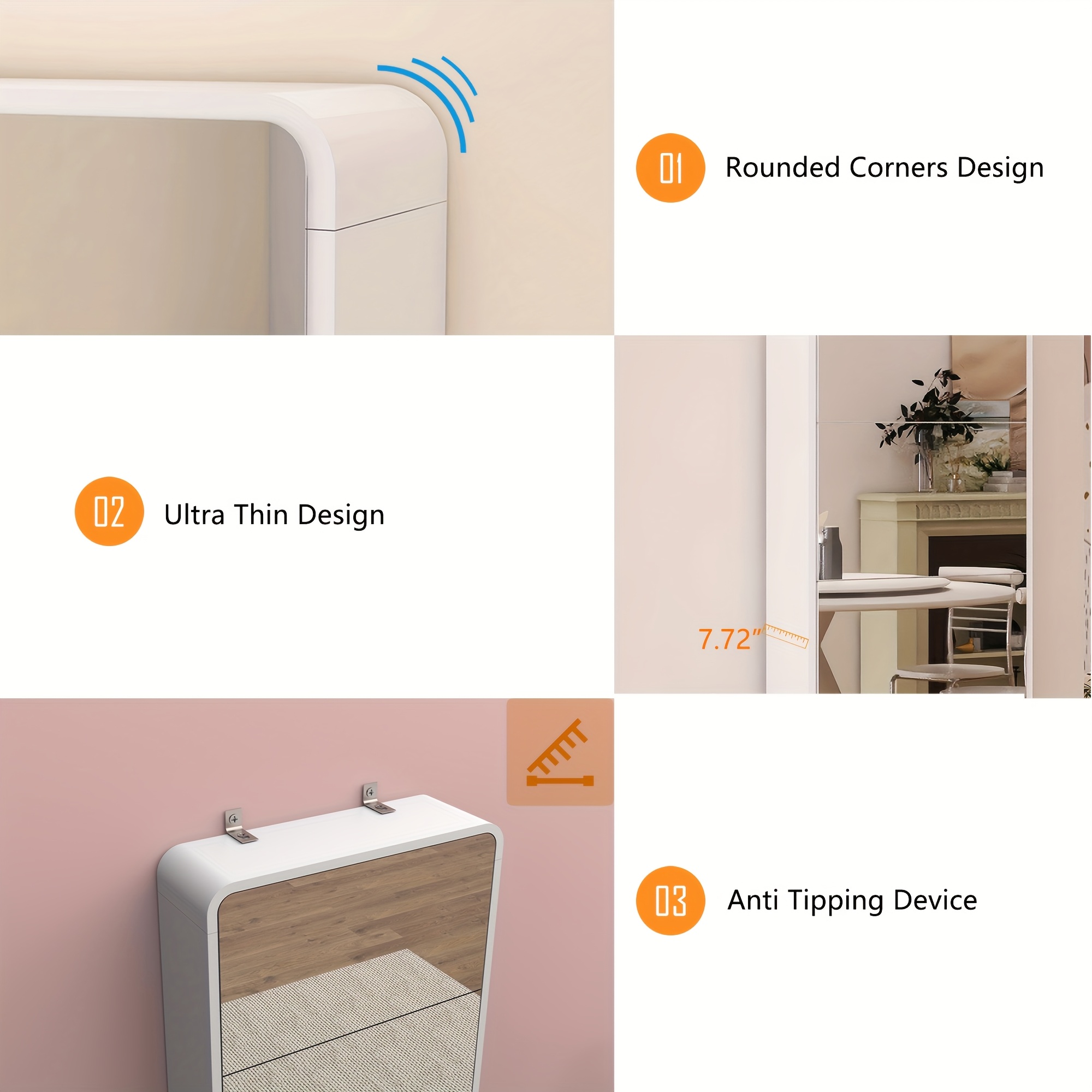 1 set   shoe cabinet modern   floor standing with full length   5 flip drawers white wooden shoe organizer for entryway hallway and   shoe cabinets Product details 2
