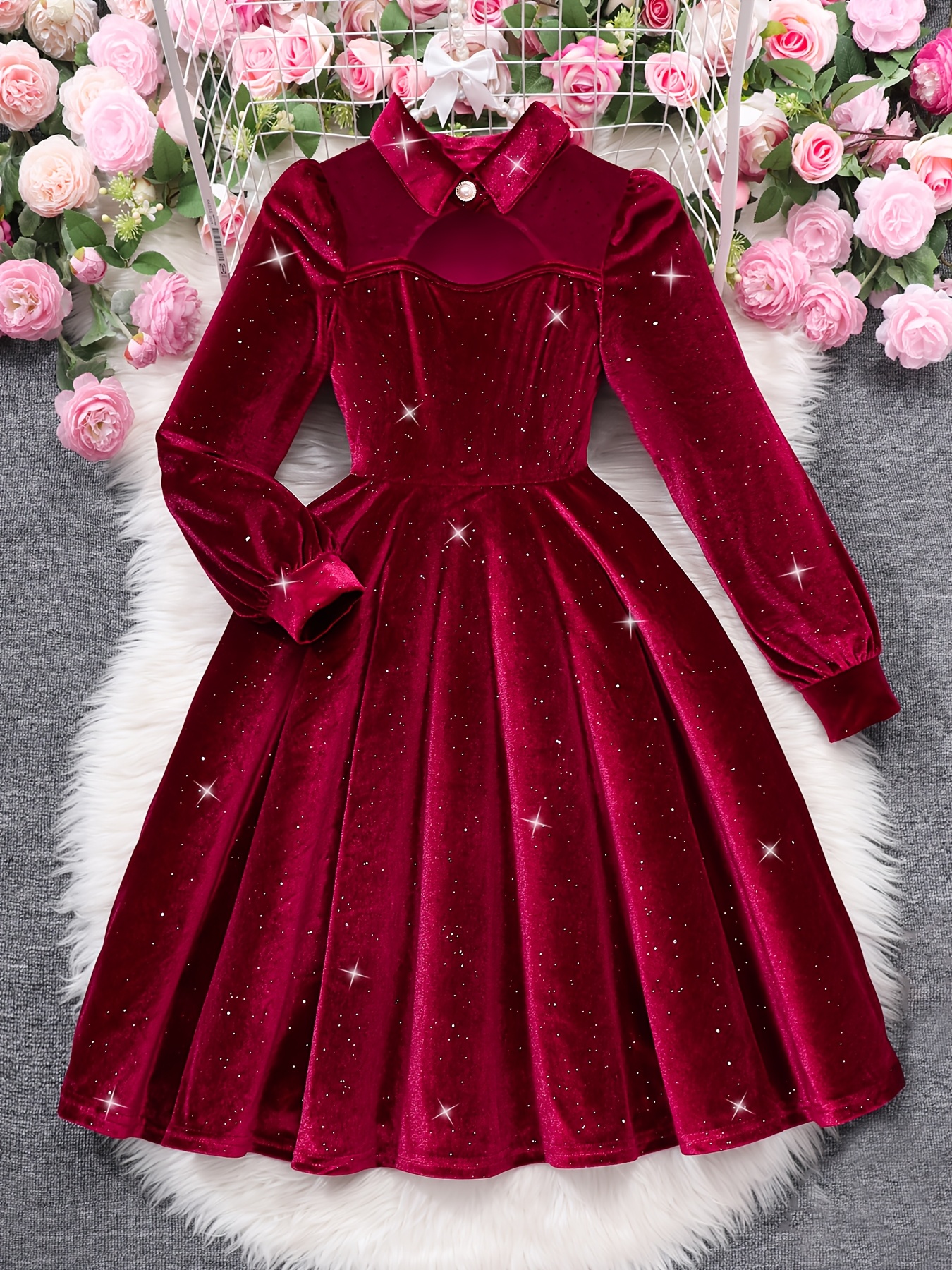 fall princess dress Portrait Collection Red Rose Princess Gown  Only Little Once