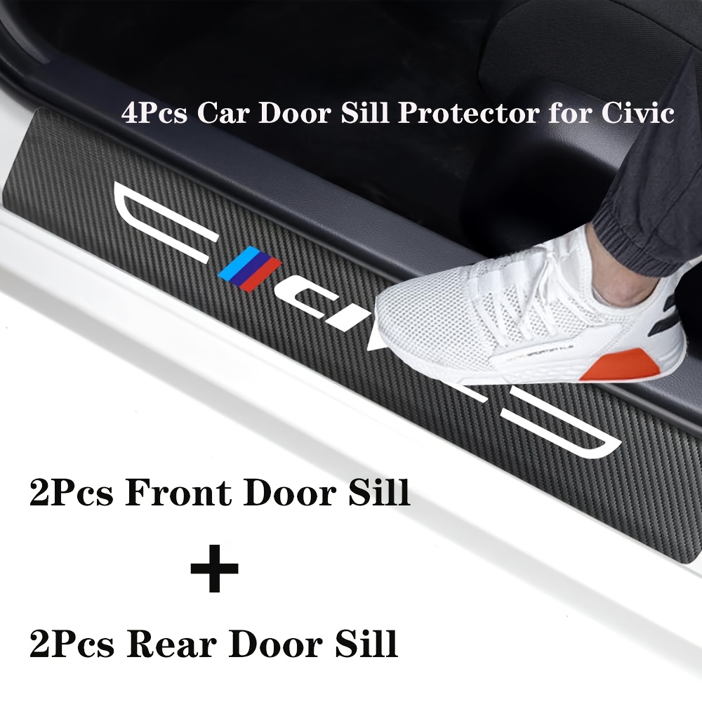 TEMU 4pcs Car Door Protector, Protection Door Plate Guard Stickers, Carbon Fiber Style Leather Door Entry Guard Decoration Stickers