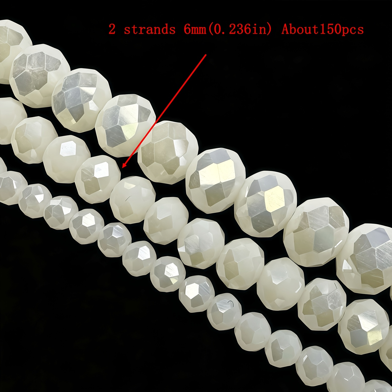 TEMU 2d Flat - Iridescent White Ab Coated Flat Crystal Beads, Spacer Beads, Mixed Sizes 4/6/8mm Assortment Pack Perfect For Jewelry Making, Handmade