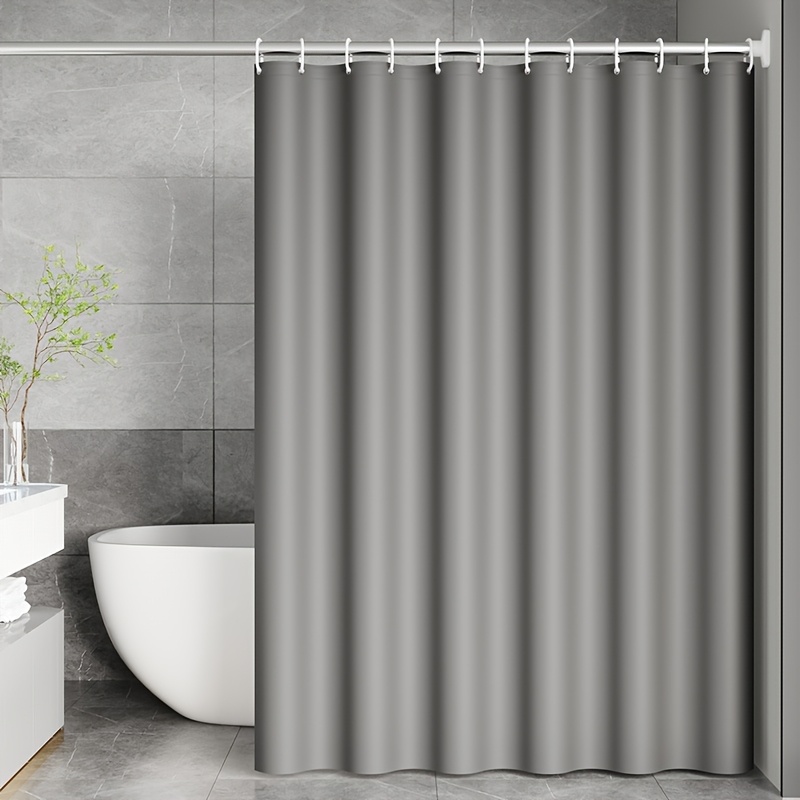 1pc elegant and fashionable grey solid color shower curtain designed for bathroom use including divider curtain and partition curtain for shower area to block shower curtain