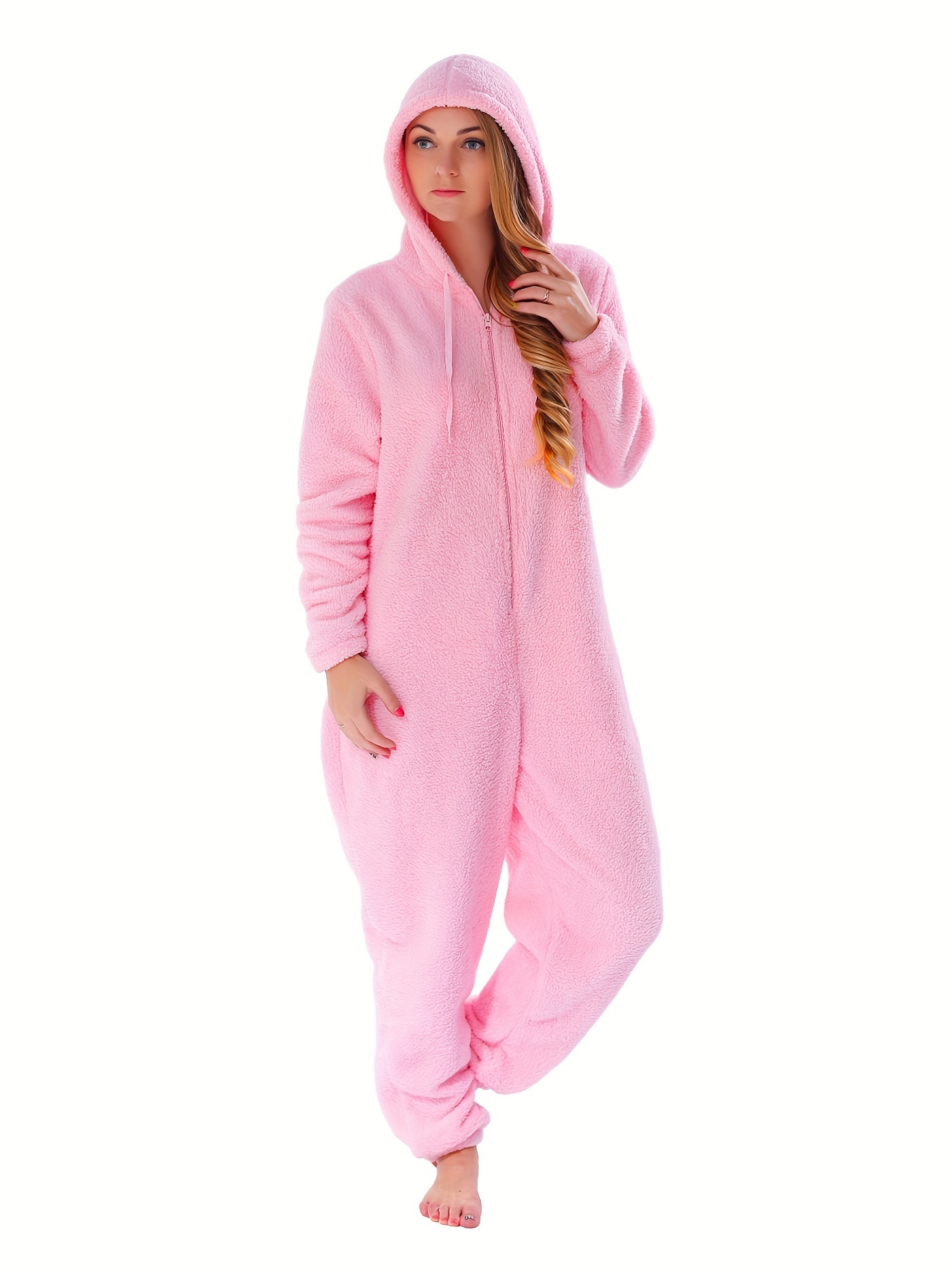 Tuta Pigiama Intera In Pile Donna Divertente Manica Lunga Pigiamone Intero In Pile Tuta Intera Monopezzo Con Cerniera Taglie Forti Abbigliamento Da Notte Sleepwear Per Tutte Set Pigiami Lunghi