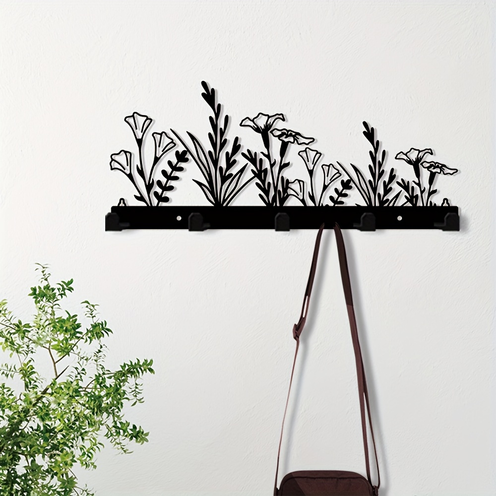 

1pc Flowers And Plants Modern 5 Hook Wall-mounted Rack Easily Organize Coats, Keys More Hanger For Front Door, Kitchen Enhance Any Room Decor, Perfect Gift Idea For Home Room Wall Decor