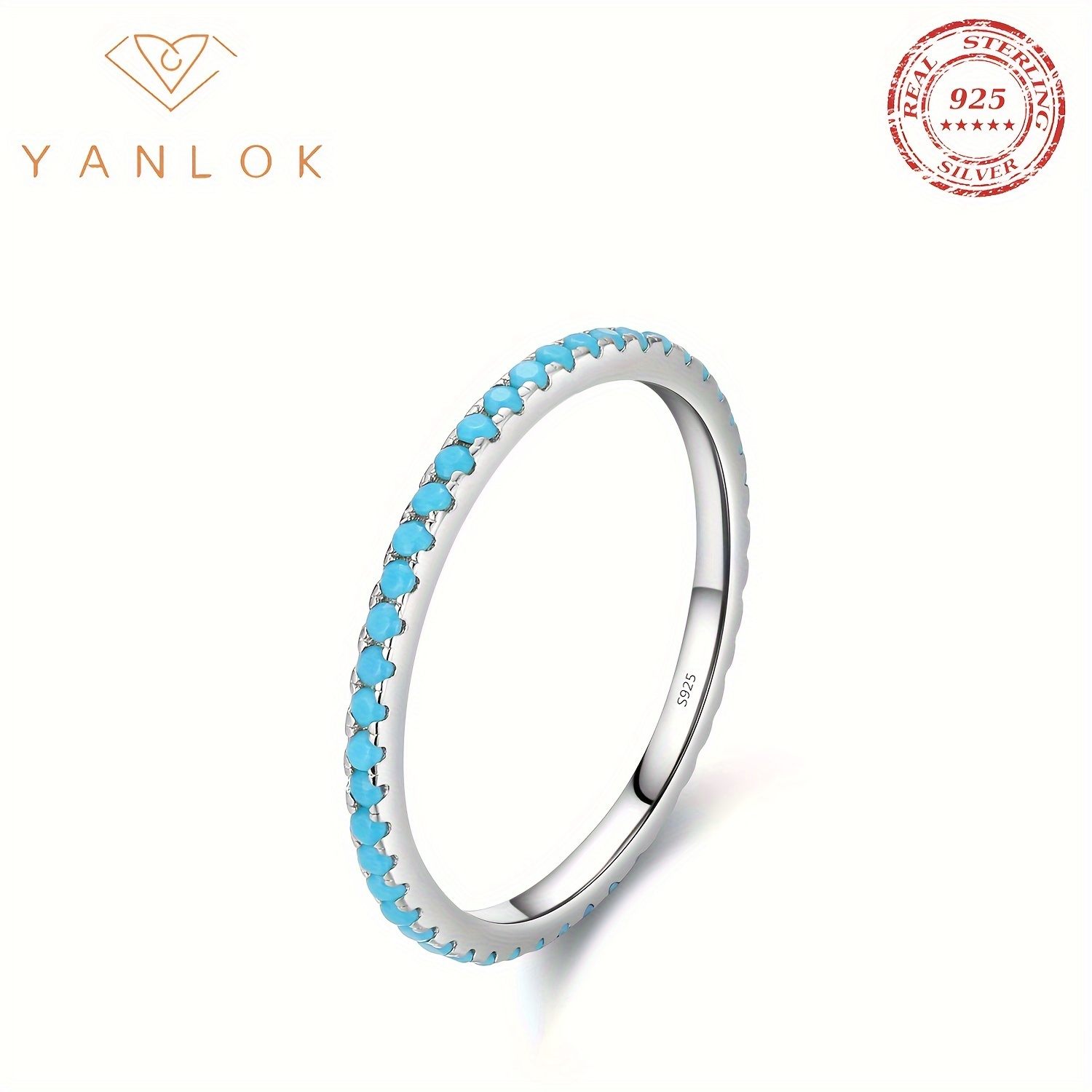 

Yanlok S925 Silver Women's Fashion Ring - Simulated Turquoise, Dainty, And Perfect For Gifts Or Parties - Suitable For All Seasons