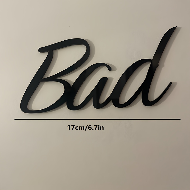 Image of Bad Sign, Home Bathroom Doorplate, Contemporary Easy Font Style Letter Sign, Bathroom Sign, Toilet Sign, Bathroom Entrance Door Decoration Plaque, , No Drilling Required Halloween Christmas Decoration