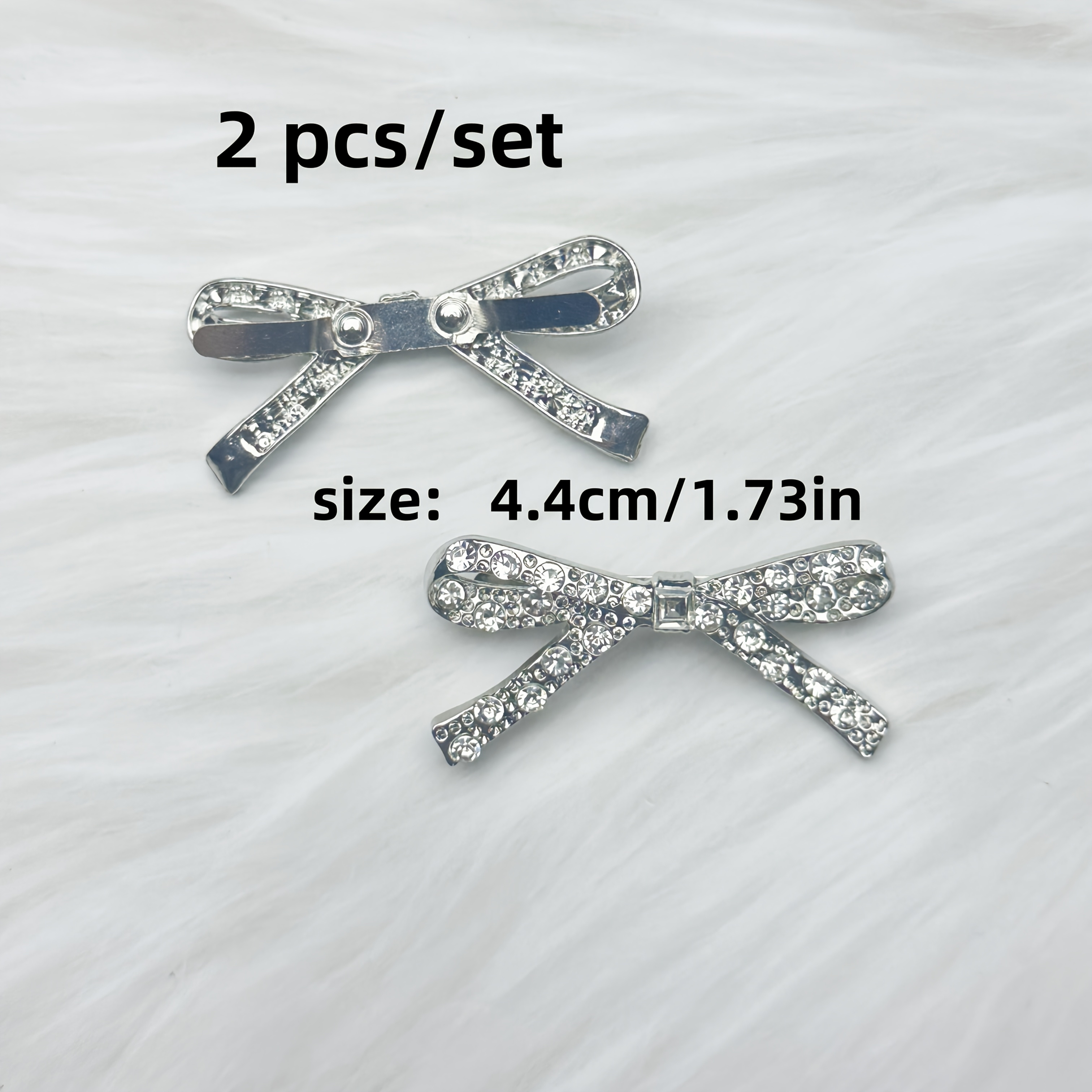 E-shop 2er-Set Glänzende Legierung Strass-Schleifen Schuhclip, DIY Abnehmbare Schuhe Accessoires, geeignet für Freizeitschuhe, Kleidung, und