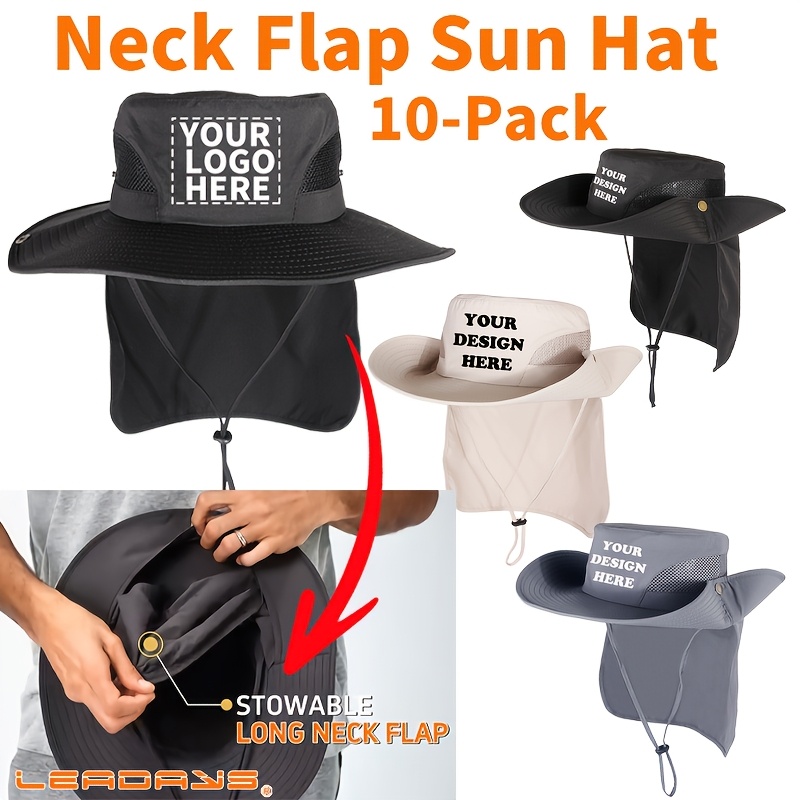 10-Pack Customizable Sun Hats with Logo and Text