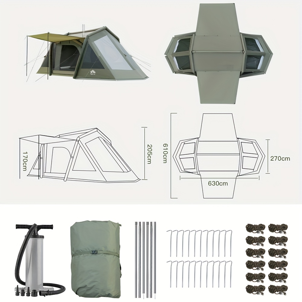 Night Cat 8-person Instant Inflatable Tent - Large Shelter With Pump, 2-room Layout & Stove Jack For & Festivals