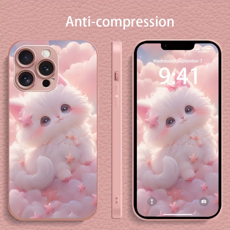 

Soft Pink Cloudy Kitty Phone Case For Iphone 15/14/13/12/11/xsm/xr/xs/x/7 - Anti-compression, All-inclusive Drop Resistance, Ultra-thin Feel