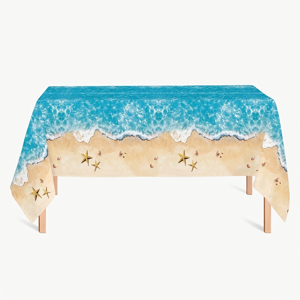 TEMU 1 pieza de mantel desechable de plástico para de playa y , mantel de costa con diseño de y conchas , adecuado para fiestas en , fiestas luau