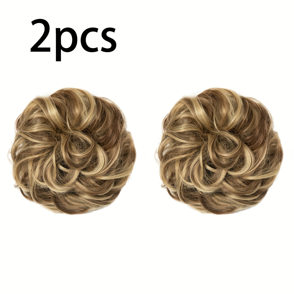 TEMU 2pcs Messy Bun Hair Clip Wave Curl Hair Ring Synthetic Bun Ponytail Extension Thick Bun Hair Clip Women