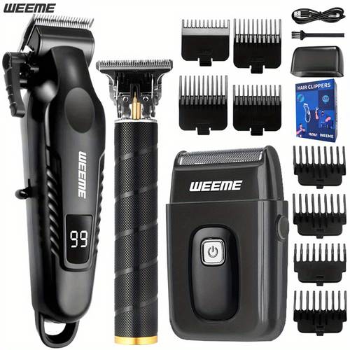 2pcs 3pcs mens grooming suit multi function electric hair clipper shaver trimmer alloy steel head three gear adjustment usb fast charging lcd power display household travel car must have gift for husband boyfriend and elders