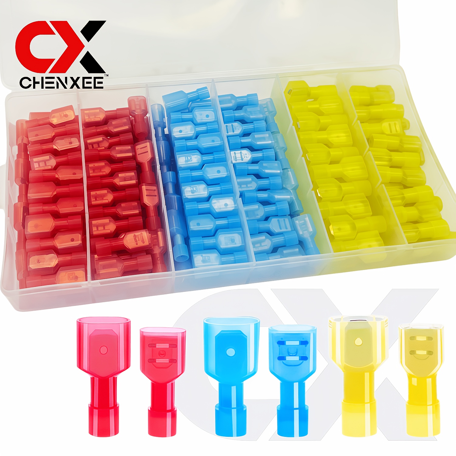 TEMU 200pcs Nylon Spade Wire Connector, 22 Awg Gauge Electrical Fully Insulated Terminals, Male And Female Electrical Crimps Terminal Connectors For