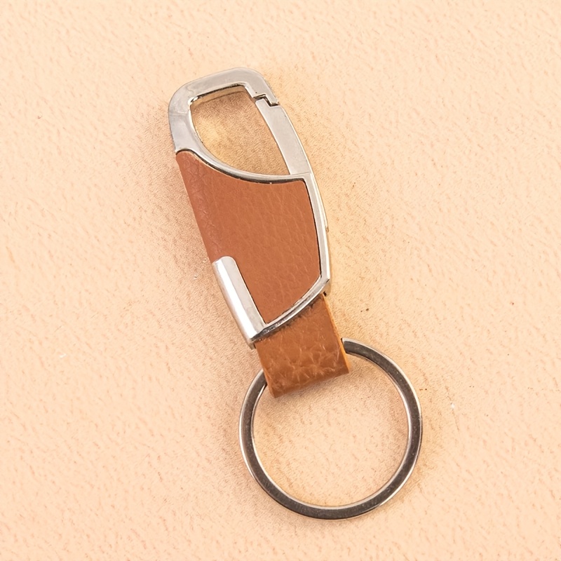 Men'S Car Keychain Creative Simple And Fashionable Door Lock Keyring Waist Hanging Metal Keychain Faux Leather Keychain Car Key Gift
