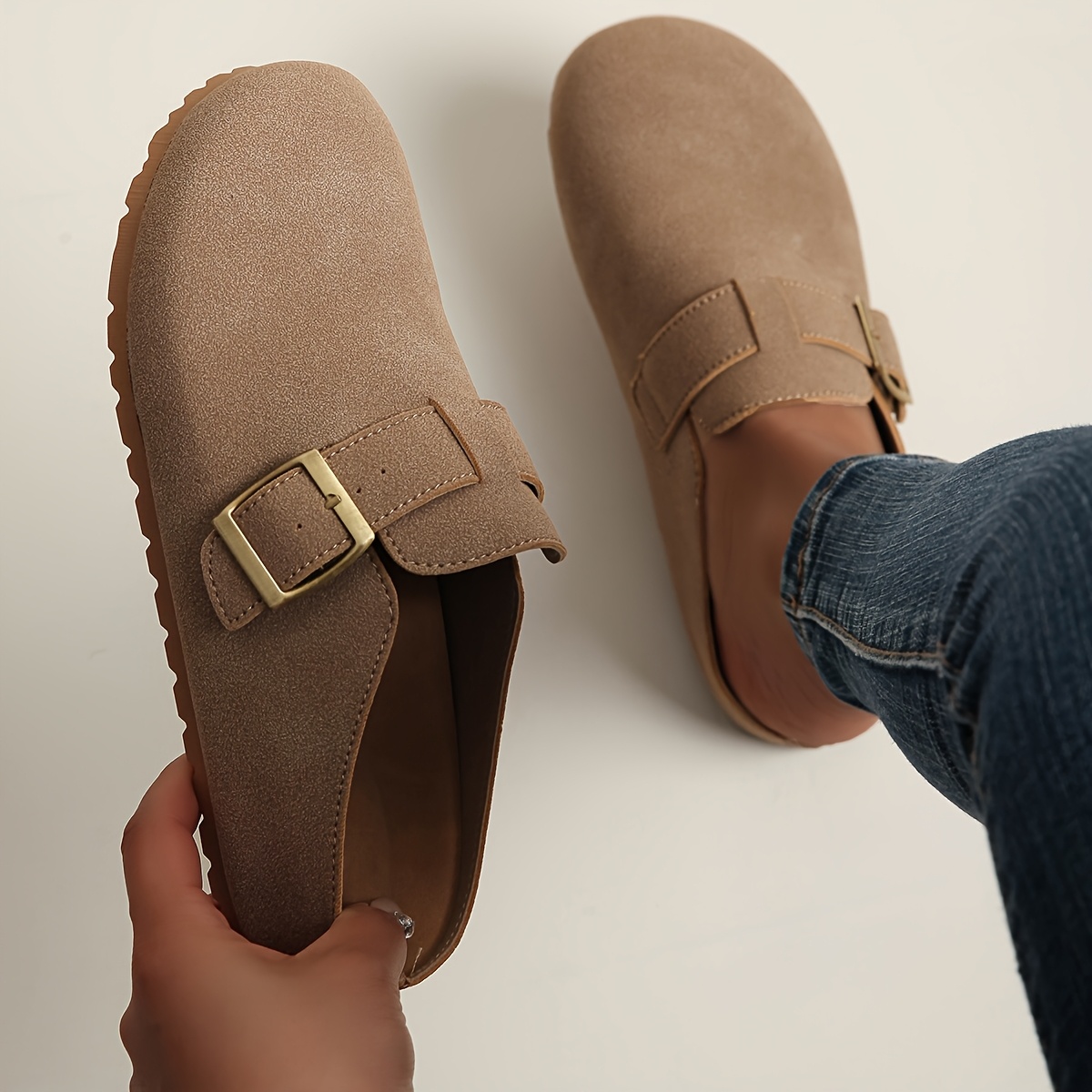 E-shop Vintage Damen Mules, Frühling/Herbst-Stil, vielseitige geschlossene Halbschuhe, neue Outdoor-Slipper-Loafers zum Hineinschlüpfen, Damenschuhe