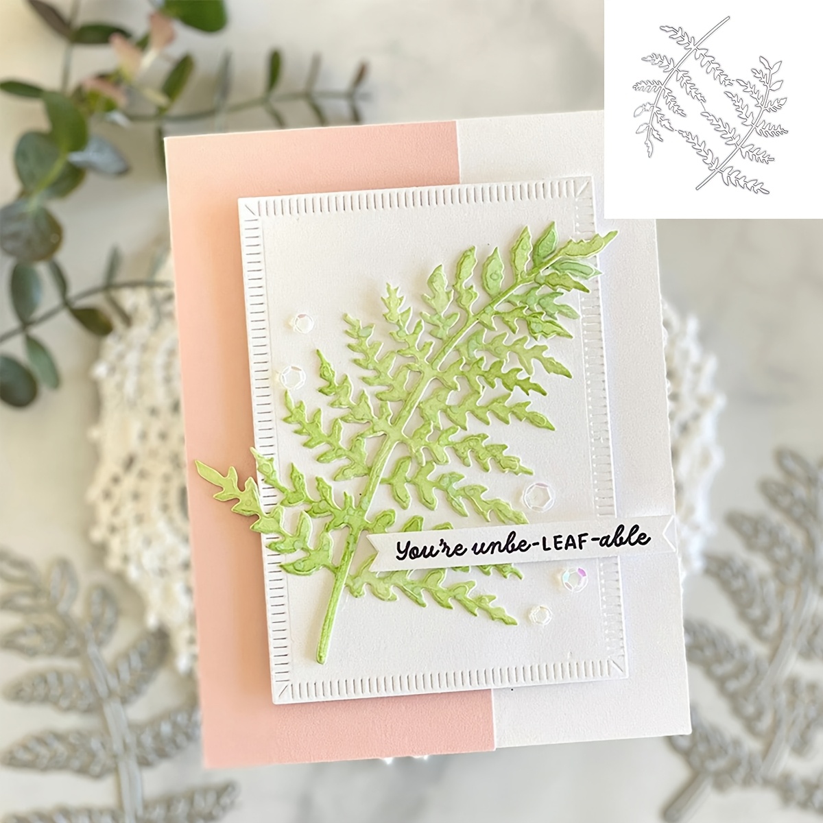 

Matrice de Découpe en Acier au Métallique Feuille de Fougère pour Scrapbooking DIY, Fabrication de Cartes et Loisirs Créatifs en - Thème Floral Blanc