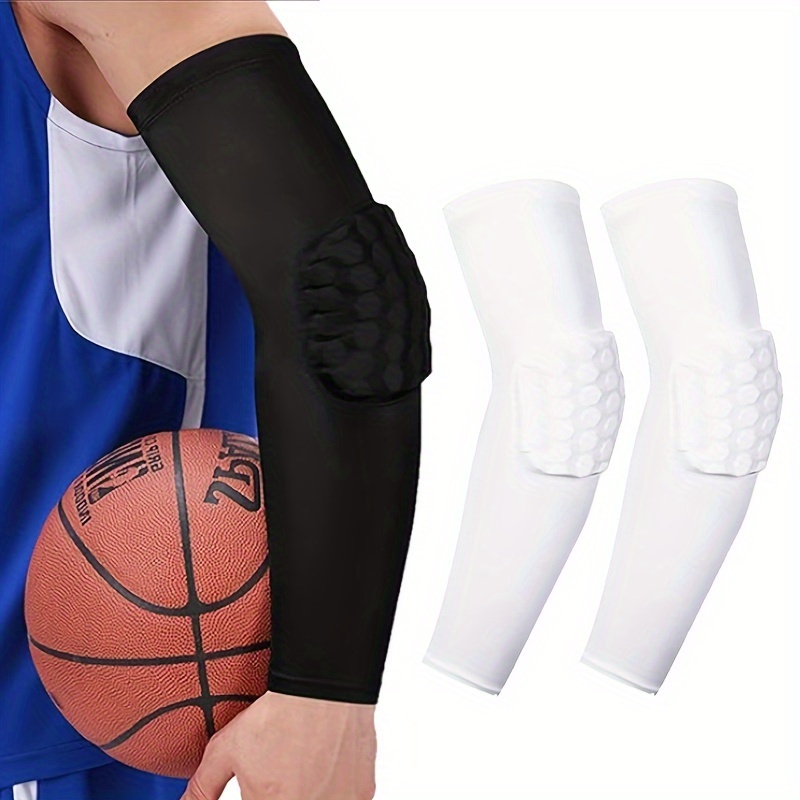 

2-pack Unisex Basketball Elbow Pads, Honeycomb Anti-collision Arm Sleeves, Sports Arm Guards For , Polyester Fiber, For Basketball, Football, Volleyball - Black & White