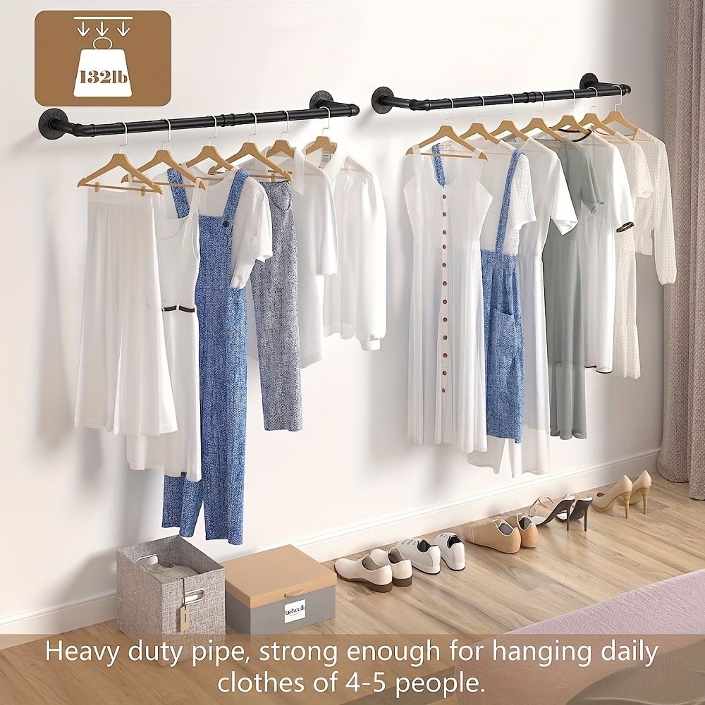 

Heavy-duty Metal Wall-mounted Clothes Rack - Space-saving Hanger For Pants & Shirts, Powder-coated , Black (1pc)