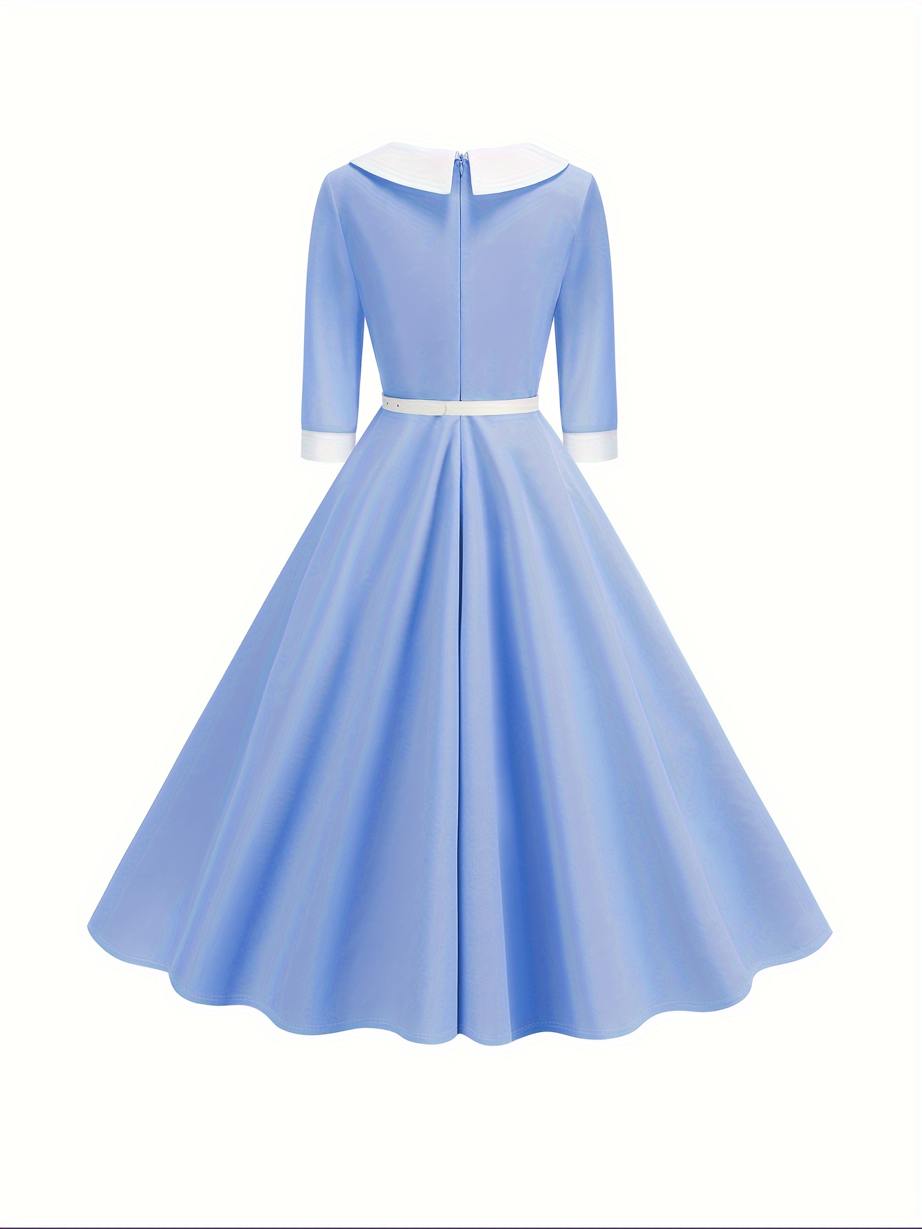 princess polly baby blue dress Floral Embroidered Blue Flare Dress | Vintage Inspired Fashion &  Accessories | 40s and 50s Clothing and Rockabilly Collection main image 1