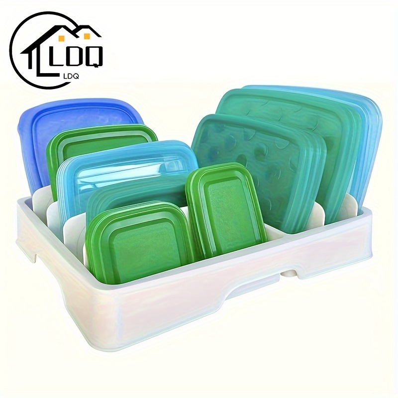 

1pc Ldq Food Container Lid Organizer - Adjustable Dividers, Fits Standard Upper Cabinets/deep Drawers, Pp Material, Organizes Shapes & Sizes, Easy For Kitchen Use, Ideal For